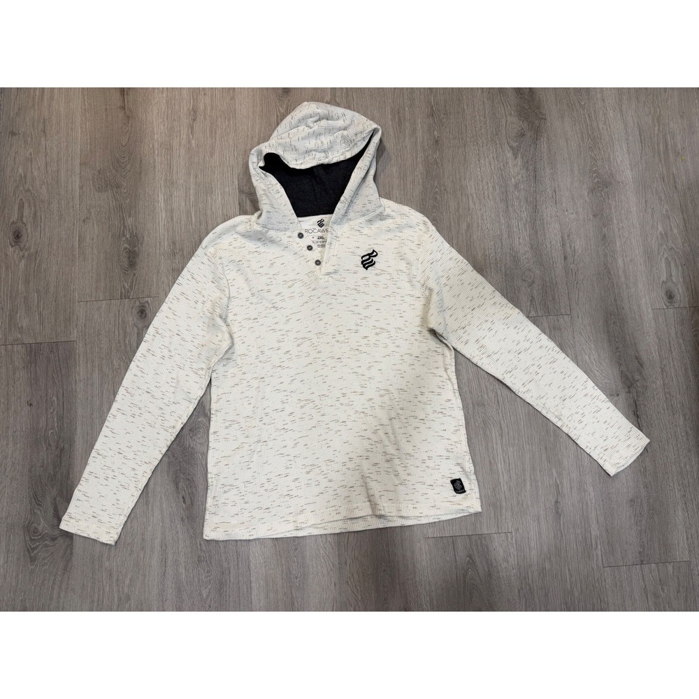 Rocawear Thermal Hoodie Y2K Streetwear Waffle Knit Pullover 2XL